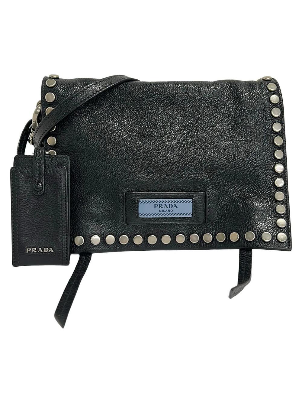 Prada Etiquette Black Silver Leather #282897P72B
